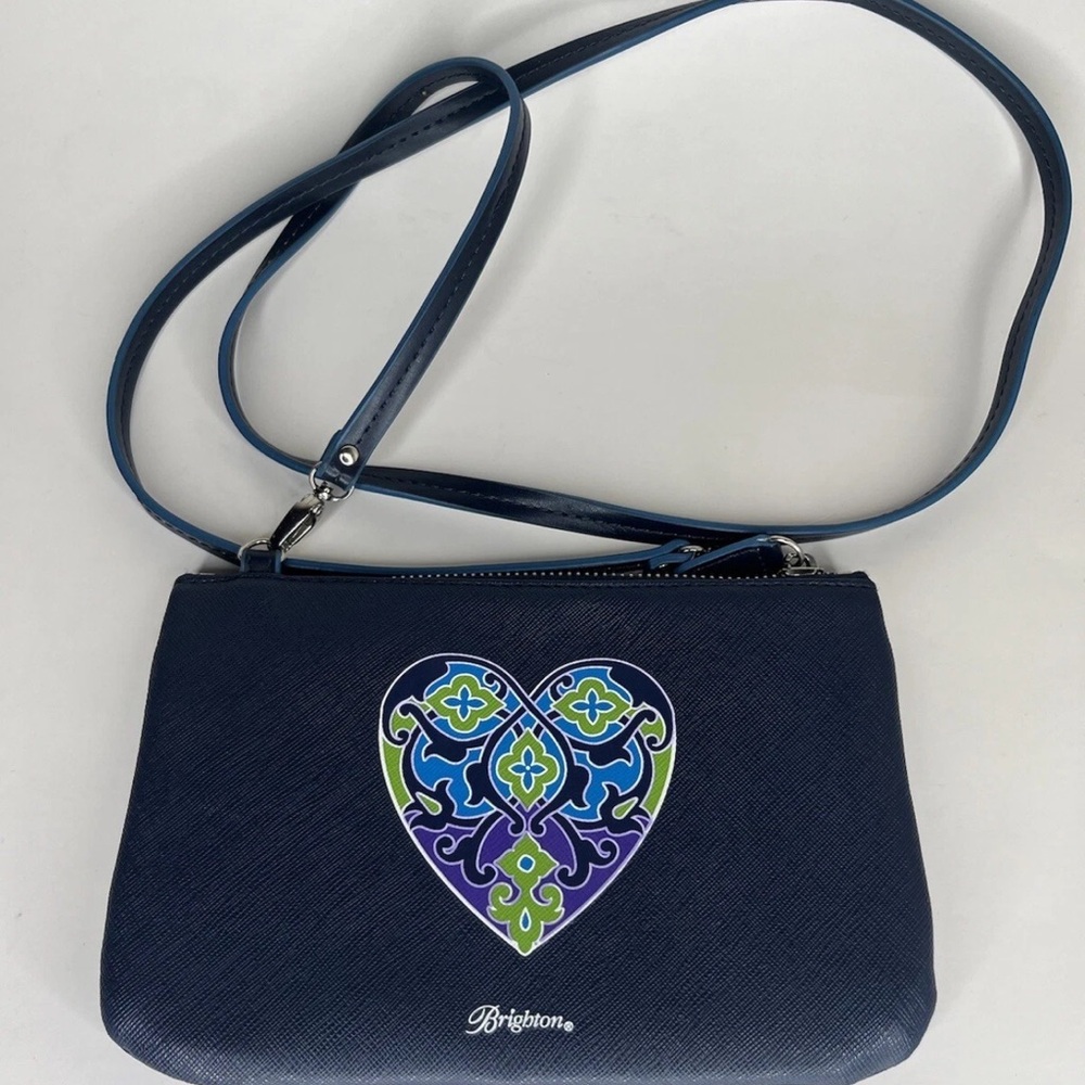 Brighton Blue Crossbody Bag with Colorful Heart - Picture 4 of 11
